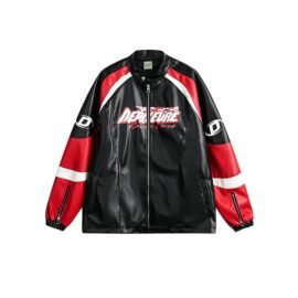 Faux Leather Jacket Men – Black Bomber Jackets Motorcycle Stand Collar Lightweight Zip-Up Slim Fit Biker Coat